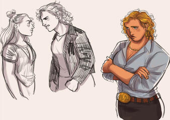 Line art minimal shading example